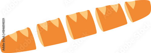 Sliced Baguette Bread Flat Illustration. Clean Icon Design Element on Isolated White Background