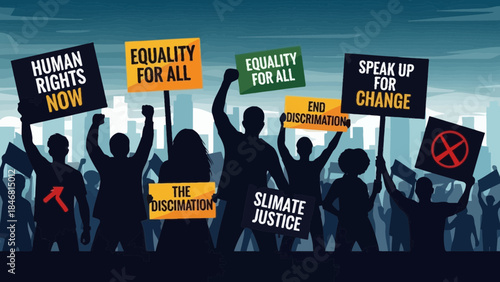 Diverse group protesting for equality and human rights now