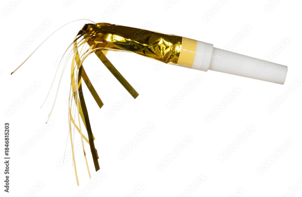 Fototapeta premium Yellow noisemaker isolated and ready to party