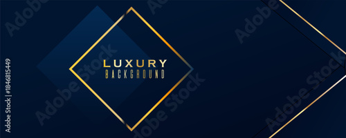 Luxury Background Overlapped Blue Layer with Shiny Square Golden Effect . Suit for bussines, banners