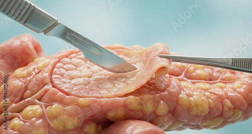 Surgical Scalpel Taking Frozen Section Shave Biopsy from Lobulated Pancreatic Tissue for Margin Control Analysis