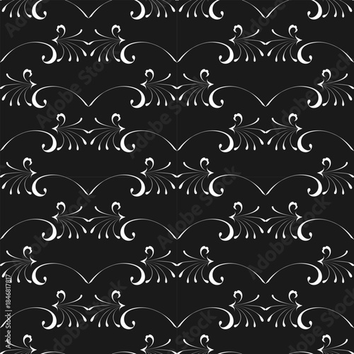 seamless botanical pattern of painted oriental motifs 