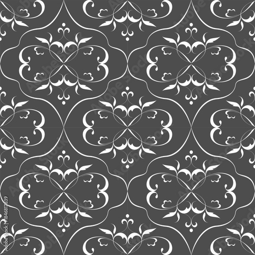 seamless botanical pattern of painted oriental motifs 