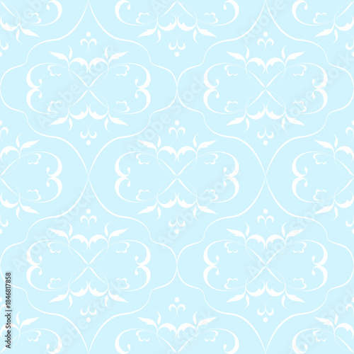seamless botanical pattern of painted oriental motifs 