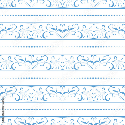 seamless botanical pattern of painted oriental motifs 