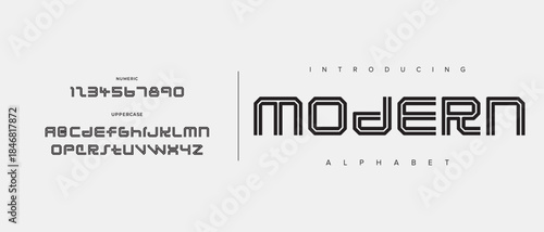 Creative abstract modern digital technology fonts. Minimalist slim typography monogram font style. Vector illustration and tech logo