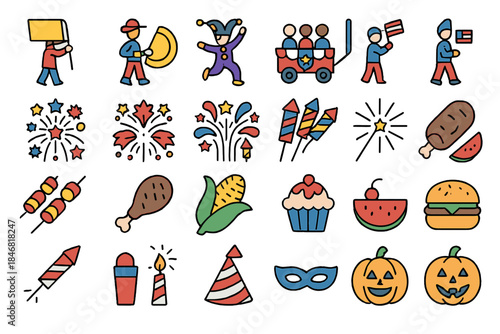 Colorful celebration with various activities and festive items at a community event