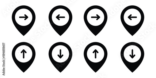 Directional Arrow Vector Icon Set. Left, Right, Up, and Down Navigation Symbols for UI/UX, Web, and Mobile App Interface Design.