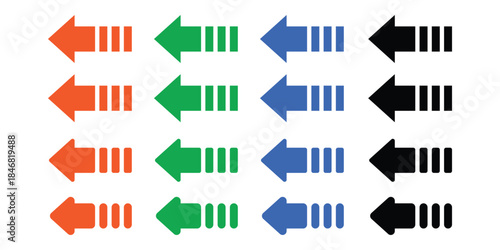 Directional Arrow Vector Icon Set. Left, Right, Up, and Down Navigation Symbols for UI/UX, Web, and Mobile App Interface Design.