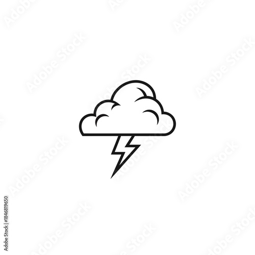 Simple line art illustration of a cloud with a lightning bolt, representing a storm or bad weather conditions.