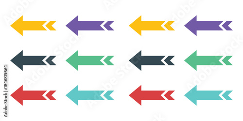Directional Arrow Vector Icon Set. Left, Right, Up, and Down Navigation Symbols for UI/UX, Web, and Mobile App Interface Design.
