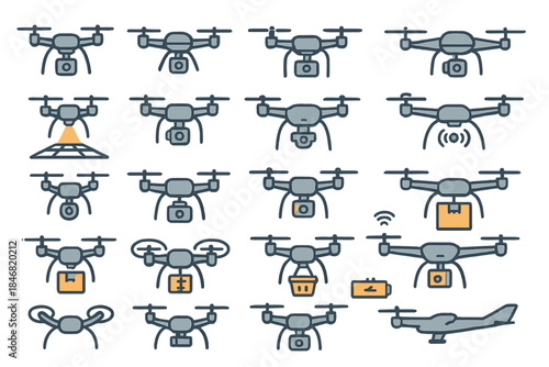 Different types of drones and their functions shown in a clear design for easy identification and understanding