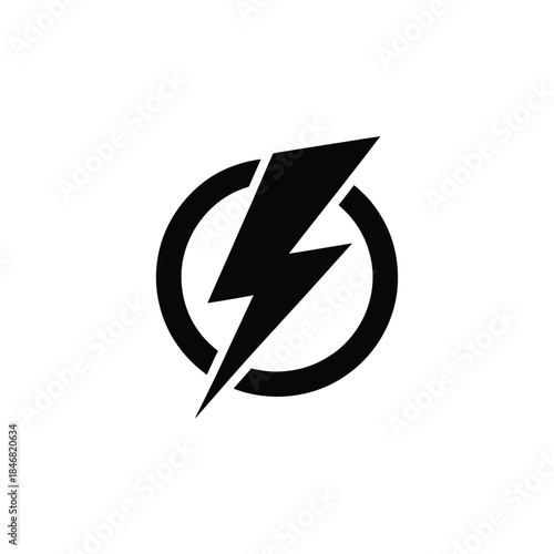 Simple black and white icon depicting a lightning bolt inside a circle Free Download Simple black and white icon depicting a lightning bolt inside a circle - GFXLoad