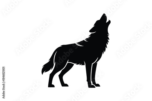 A striking silhouette of a howling wolf powerfully conveying wilderness and nature