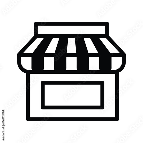 Simple storefront icon with striped awning