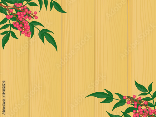 南天の背景①ななめ_木目