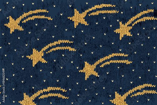Star pattern on dark fabric with scattered small stars and shooting stars throughout the design