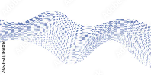 Abstract dot wave line with moving particles on background . Digital cyberspace, Big data analytics, 3d rendering, machine learning, and predictive analytics.