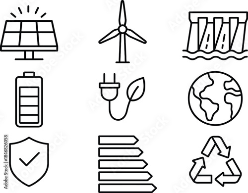 Renewable Energy Icons Set
