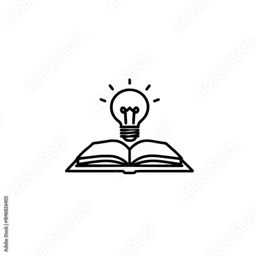 Light bulb icon above book vector illustration design for knowledge education emblem and learning logo concept