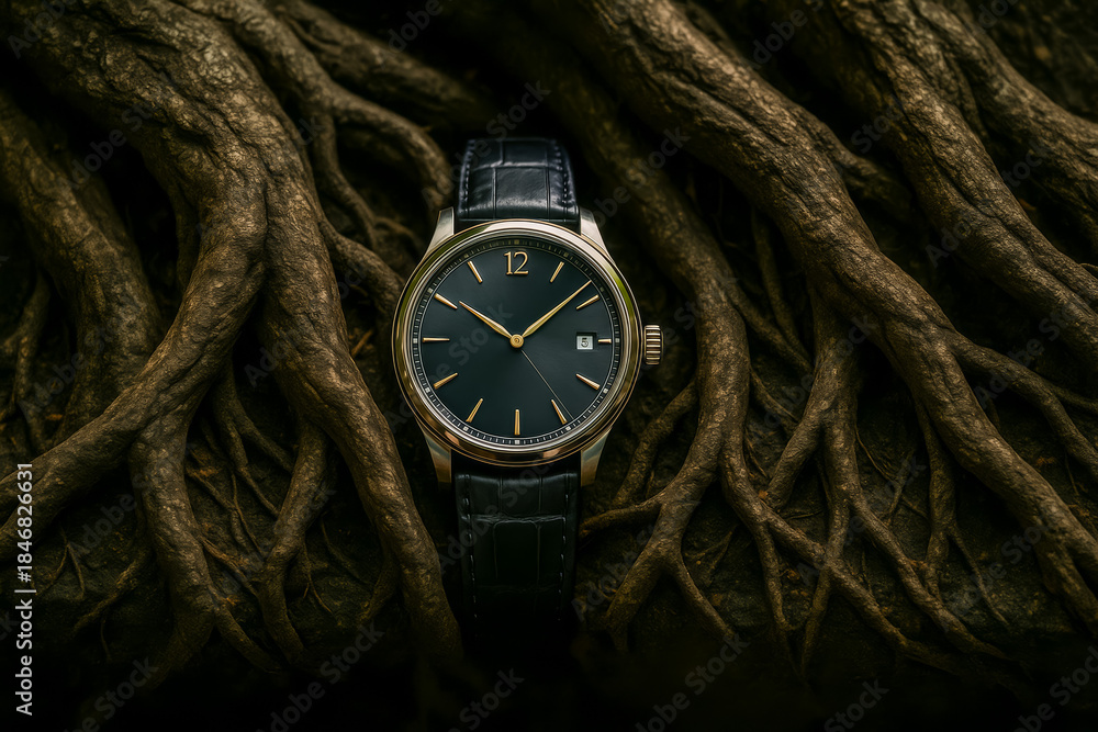 custom made wallpaper toronto digitalElegant wristwatch on textured tree roots showcasing craftsmanship and style