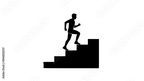 Stair running climb black white ico