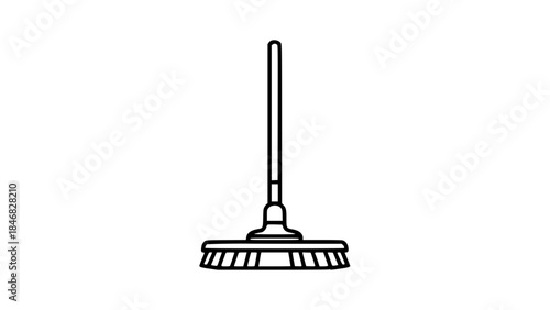 Curling broom sweep symbol black white icon