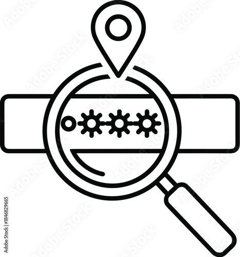 Magnifying Glass Over Password Field With Location Pin search security