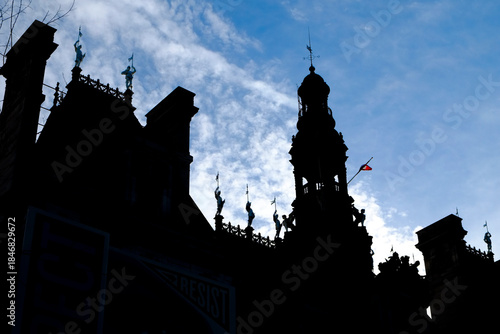 Paris, France, Europe. City Hall of Paris - Hotel de Ville is an elaborate French Renaissance building adorned with statues