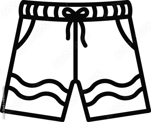 Outline of Swim Shorts with Wavy Design clothing apparel