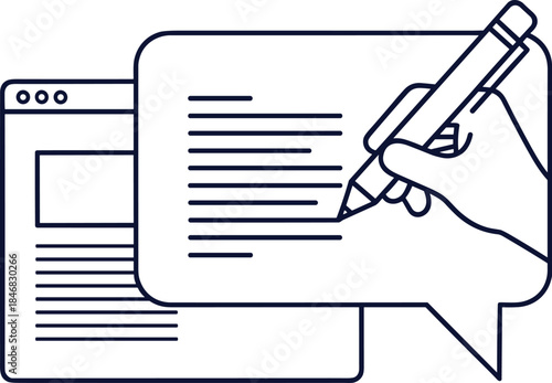 Hand Writing Text In Speech Bubble With Document vector