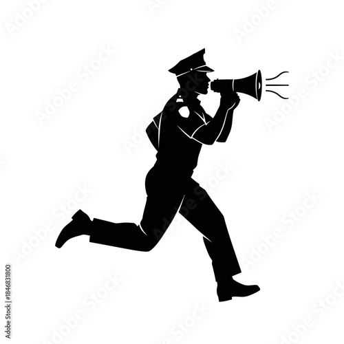 Firefighter Running with Axe Silhouette – Emergency Rescue Action Vector