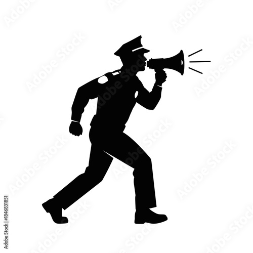 Firefighter Running with Axe Silhouette – Emergency Rescue Action Vector