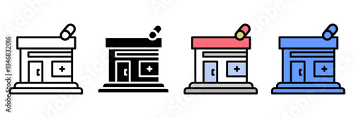 medical and health care Icon Set Multiple Style Collection. Stethoscope, Heartbeat, Pill, Ambulance, Syringe, Thermometer, Bandage, Microscope, DNA, Hospital Bed, Doctor Hat, Nurse, Dental Mirror, Bra