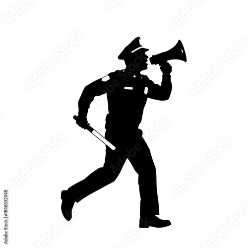 Firefighter Running with Axe Silhouette – Emergency Rescue Action Vector