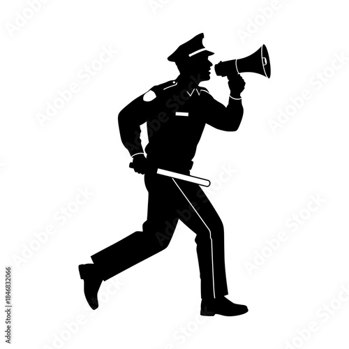 Firefighter Running with Axe Silhouette – Emergency Rescue Action Vector