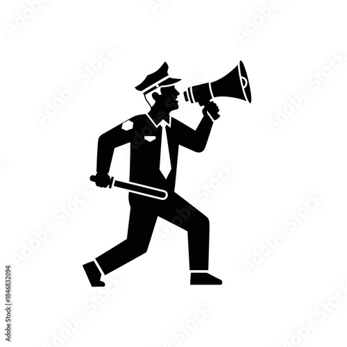 Firefighter Running with Axe Silhouette – Emergency Rescue Action Vector