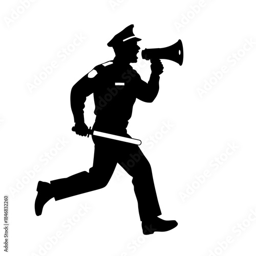 Firefighter Running with Axe Silhouette – Emergency Rescue Action Vector