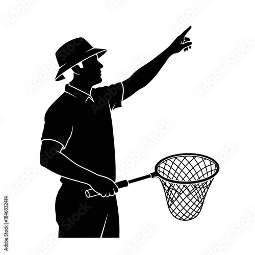 Police Officer Silhouette with Stop Sign – Law Enforcement Control Vector