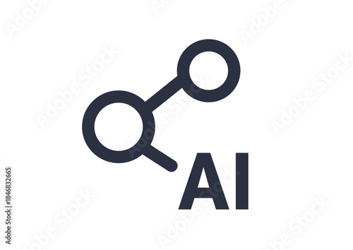 AIを活用したシステム構築のアイコン。リンク、シェア、AIの有効活用。Icons for building systems using AI. Link, share, and make effective use of AI.