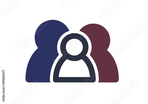 親子を表すアイコン。父と母と子を表すアイコン。Icons representing parents and children. Icons representing father, mother and child.