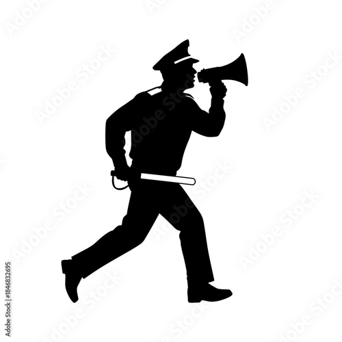 Firefighter Running with Axe Silhouette – Emergency Rescue Action Vector