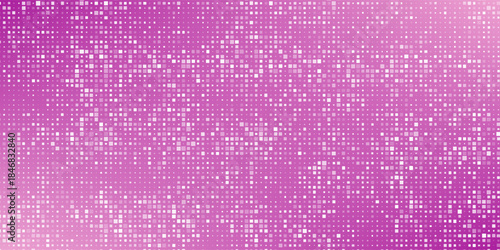Shining pink purple disco party pattern background. Iridescent sequin mosaic texture. Abstract sparkling halftone wallpaper. Pop up comic glowing glitter backdrop. Retro vector design template