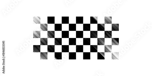 Racing flag grunge design of vector car race sport, auto rally and motocross.
