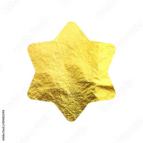 Golden star, sunburst symbol. Shiny gold foil. Vintage sunbeam symbol. Shopping labels, sale sticker, quality mark. Modern art. Wedding, greeting card decoration elements. Vector illustration