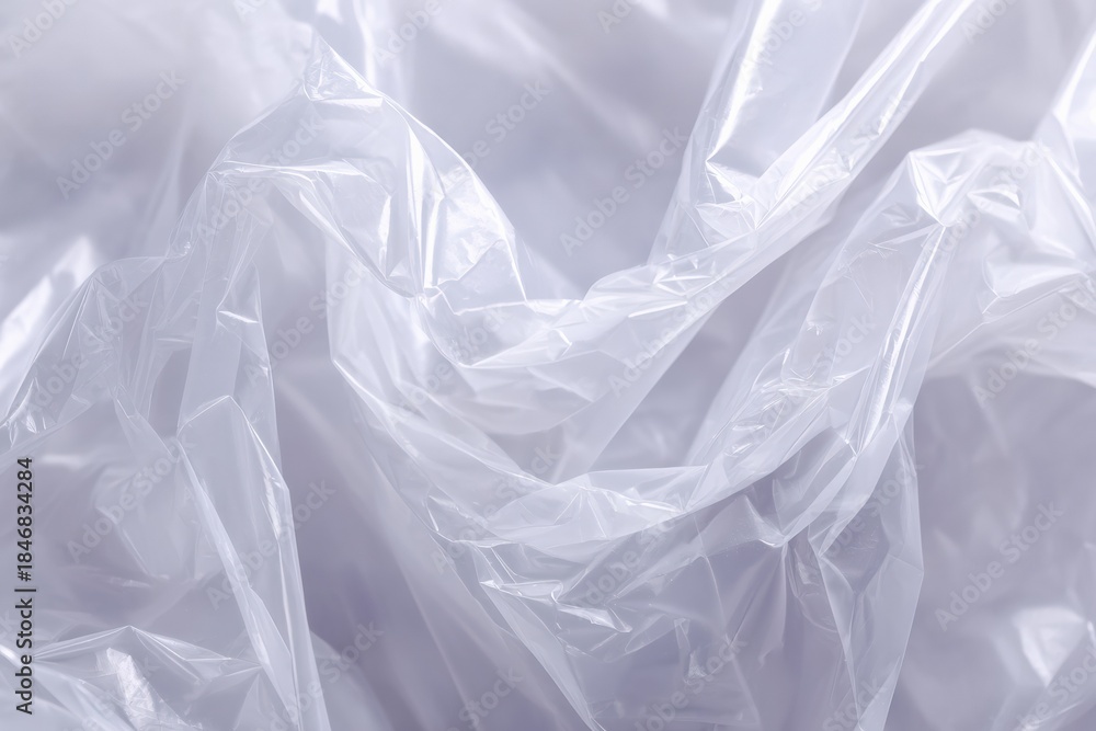 Obraz premium Crumpled transparent plastic material with folded texture