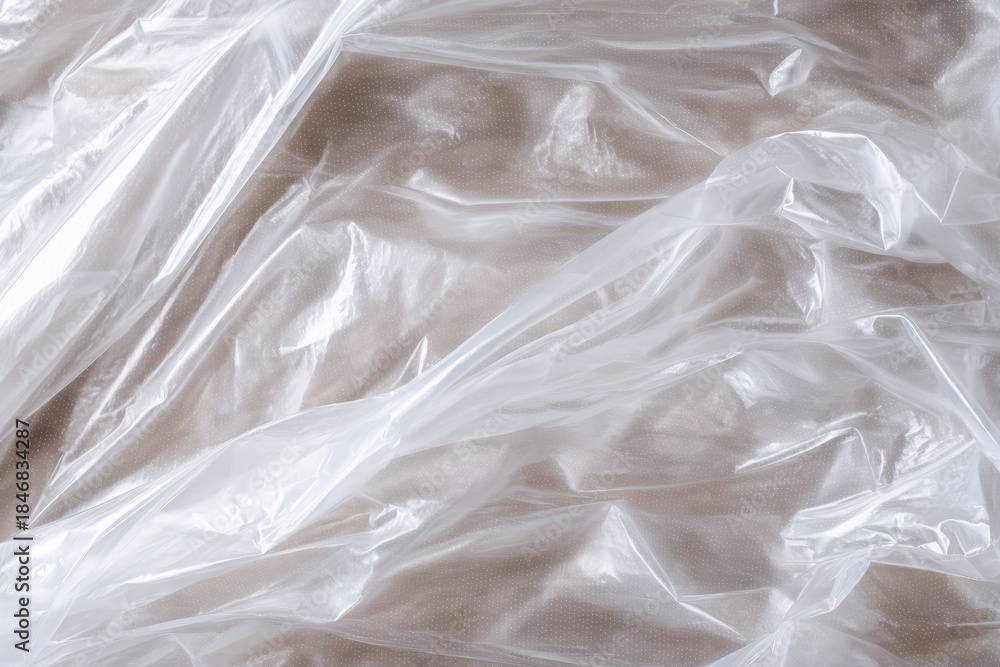 Obraz premium Wrinkled transparent plastic sheet with soft light and subtle texture