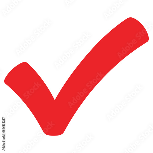 red check mark icon symbol representing approval, success, confirmation, correct choice and verified status for user interface and design concept