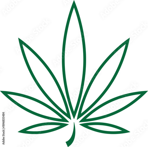 Dark green cannabis leaf line icon