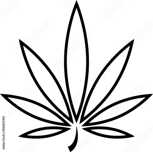Black outlined cannabis leaf vector graphic